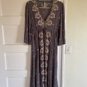 Free People, Embroidered Midi Dress, Size XS